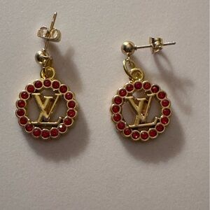 Red zipper pull earrings designer